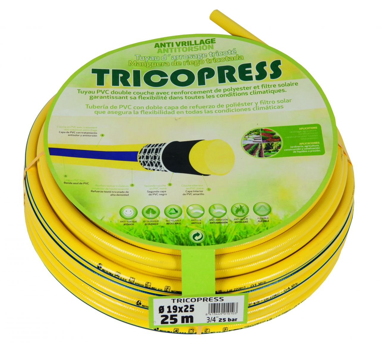 Kit tuyau d'arrosage en polyester Eco akhuo 5/8 10m